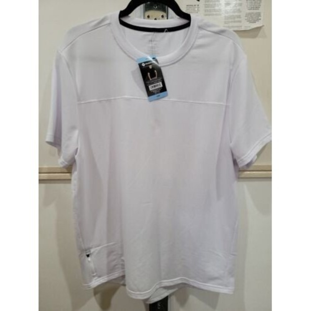 Member's Mark Men's‎ White Luxe Performance Tee T-shirt with Media Pocket SMALL